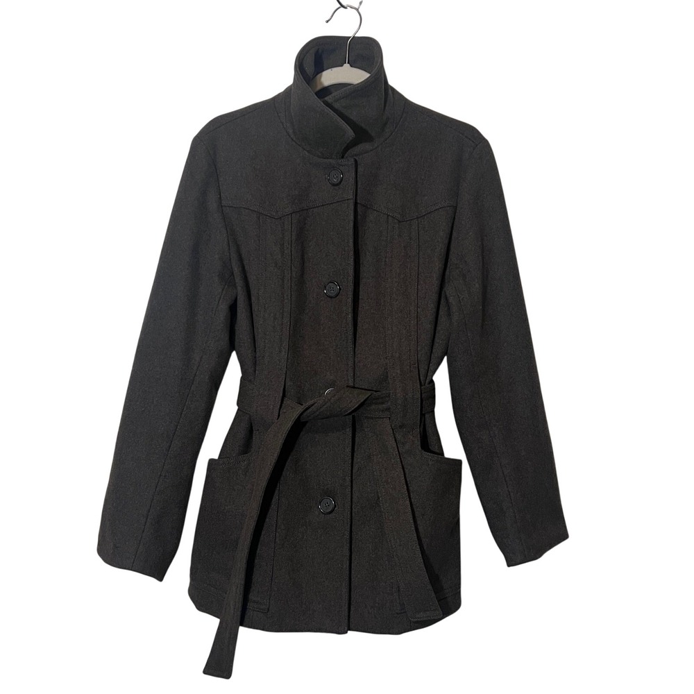 J.‎ Crew Wool Blend Belted Coat in Dark Olive, Women's Size Large